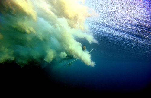 Photo aquatique sous marine surf canard